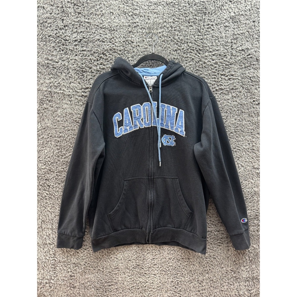 Champion NCAA University North Carolina Blue Fleece Full Zip Outdoor Hoodie L